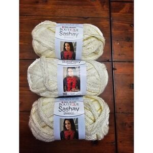 Red Heart Boutique Sashay Sparkle Yarn White Gold Metallic Midas 3.5oz 100g